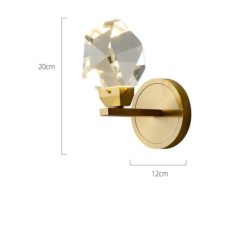 SkandiShop Nordic Modern Copper Wall Lamp Crystal